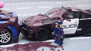 Transformers Stop Motion Part 3 - Optimus Prime vs Police, Tobot, Lego Animation Robot