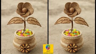 Jute flower and Flower Vase | Home Decorating Ideas handmade | Flower Pot Showpiece Home Decor DIY