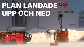 Plan hamnade upp och ned vid landning – alla klarade sig