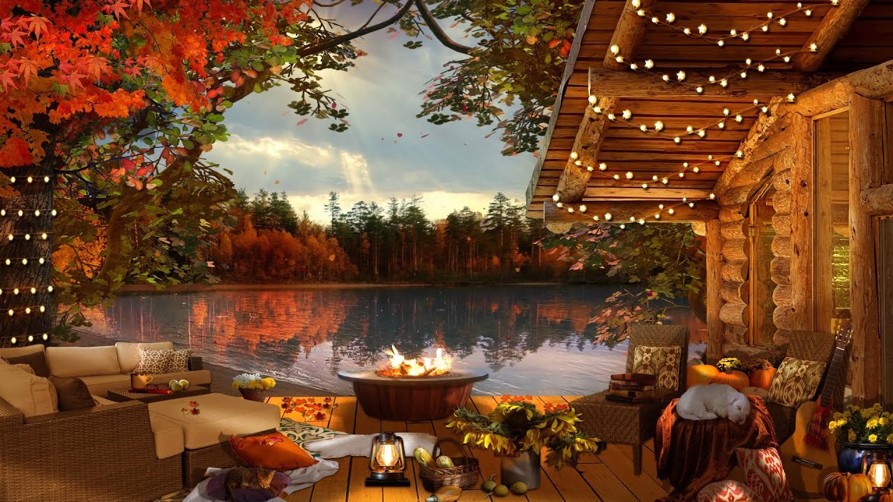 Cozy Fall Ambience рџќ Lake House Porch With Crackling Fireplace Autumn