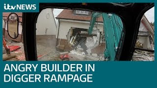 Angry builder jailed after digger demolition rampage | ITV News