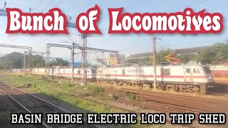 Bunch of Locomotives at Basin Bridge Electric Trip Shed...WAP7/WAP4/WAG7 From Various Sheds....🇮🇳🚂❤️