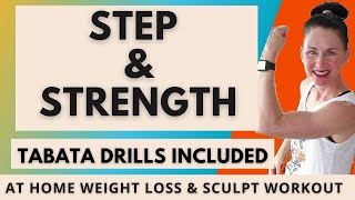 LIVE #195 | AT HOME BASIC STEP AND SCULPT CLASS | 2 TABATA ROUNDS | FULL BODY HEAVY WEIGHT SCULPT