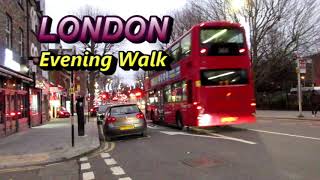 London Evening Walk (2022) | New Year Evening Tour | Hornsey, London