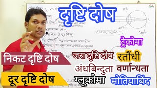 निकट दृष्टि दोष|दूर दृष्टि दोष|nikat drishti dosh in hindi|नेत्र की समंजन क्षमता|दृष्टि दोष निवारण