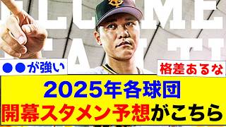 【スタメン】2025年各球団の開幕スタメン予想がこちらww【なんJ反応集】