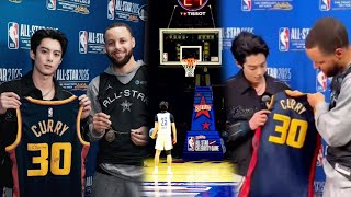 Dylan Wang meets Stephen Curry for the second time exchanging gifts, amulet \u0026 jersey with a sign