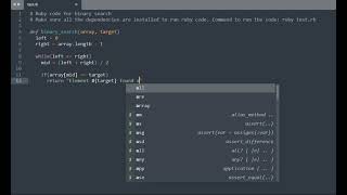 Ruby code for binary search