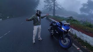 Foggy Ride at Nandi Hills 🌫️Peaceful Nature Vibes 🌿🏍️#deafbike #deaftravel #r15 #nandihillsbangalore