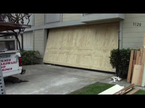 A wood one piece garage door A wood one piece garage door