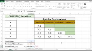 COMBIN Function in Excel 2013 - Calculate Combinations and Permutations