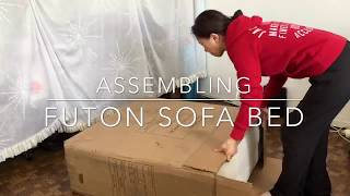 Assembling DHP Emily Linen Futon Sofa Couch Bed - Time Lapse