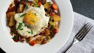 Andrew Zimmern Cooks: Brisket Hash with Fried Eggs