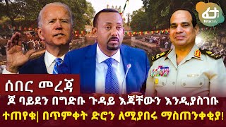 ሰበር መረጃ ጆ ባይደን በግድቡ ጉዳይ እጃቸውን እንዲያስገቡ ተጠየቁ | በጥምቀት ድሮን ለሚያበሩ ማስጠንቀቂያ!