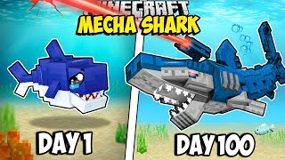I Survived 100 Days as a MECHA SHARK in Minecraft