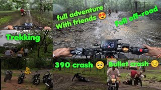 full adventure ride with friends || Ktm duke 390 || Royal Enfield bullet 350 🚀 \\  Crash 😱