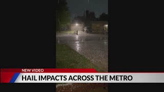 Hail falls in the metro Thursday night