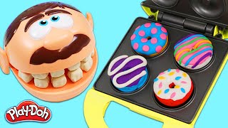 Feeding Mr. Play Doh Head Donuts and Surprise Toys Opening | Fun & Easy DIY Play Dough Desserts!