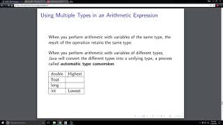 Multiple Types in an Arithmetic Expression