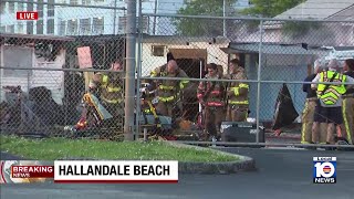 Fire erupts at mobile home park in Hallandale Beach