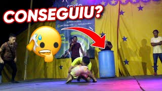 DESAFIO IMPOSSÍVEL COLOCAR ANÃO DENTRO DO TAMBOR Circo fantastico