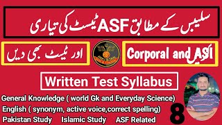 Follow the syllabus and start the ASF Written Test Preparation 2025 For the Post of Corporal and ASI