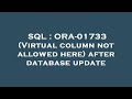 SQL : ORA-01733 (Virtual column not allowed here) after database update