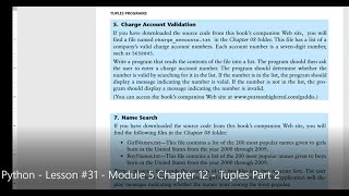 Python - Lesson #31 - Module 5 Chapter 12 - Tuples Part 2