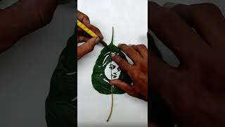 Wamiqa Gabbi On Leaf Carving Art | Leaf Carving Art | Tich Button | #shorts #ytshorts #viral