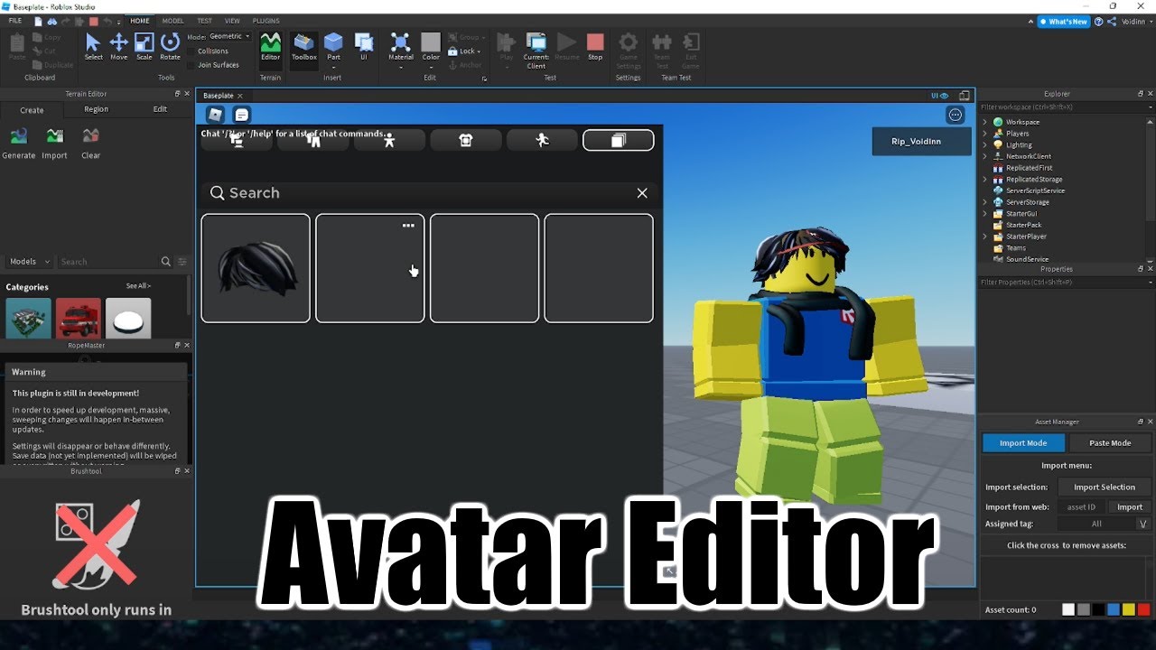 Avatar Editor Roblox Studio Tutorial Youtube