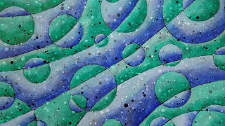 Blue and Green Orbs Abstract Acrylic Painting Demonstration
