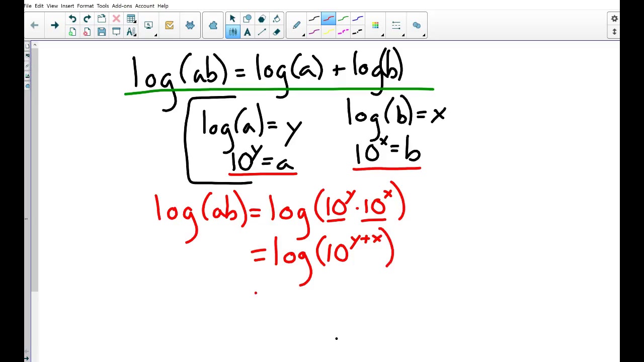 Why Does Log(ab)=log(a)+log(b)? - YouTube