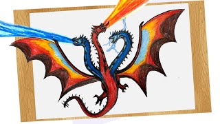 Draw Three Headed Hydra Dragon I Ice, Fire & Thunder Dragon Drawing Tutorial I Dragon Drawing