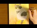 【ハチワレ猫】水彩画 イラストメイキング【watercolor illustration making】