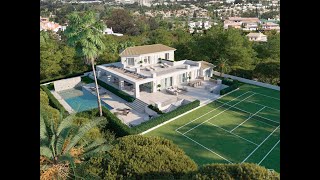 Modern villa under construction in Nagueles with tennis court