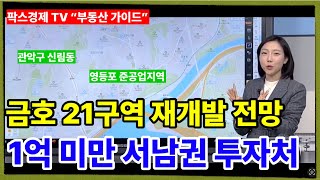 [팍스경제tv 부동산가이드 박유란 전문가 방송상담]금호 21구역 재개발 전망 및 1억 미만 소액투자 가능한 서남권