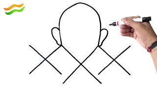 Gandhiji Drawing Most Simple From X | गांधीजी का चित्र X से बनाना सबसे आसान | Gandhiji Drawing