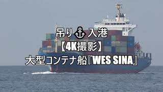 吊り⚓入港【4K撮影】大型コンテナ船『WES SINA』