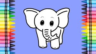 How to draw cute baby Elephant | Art by Wady | easy drawings