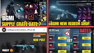 Finally 😍 M416 Glacier In Bgmi Classic Crate | Bgmi New Redeem Shop| Next Supply Crate \u0026 Uc Up Event