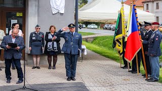 Odhalení pamětní desky pilotu RAF, zbůšskému rodáku Antonínu Dvořákovi, Zbůch 29. 4. 2023