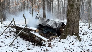 Solo Camping  In (15°F)-13°C) Windy Weather For One Night.