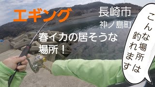 エギング 春イカ こんな所もようチェック！長崎市神の島町 1キロ防波堤横(コカコーラ裏)