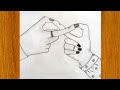 how to draw hands/hands drawing easy/ best friends drawing/friendship day drawing