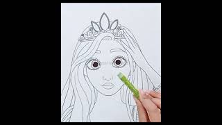 Drawing of Disney princess ❣️ Rapunzel 👑 !!#youtubeshorts #rapunzel  #rapunzeldrawing