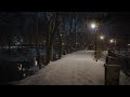 4k snowy night walk riverwalk asmr