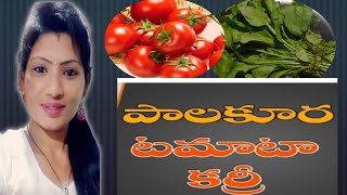 #vanitha ideas and vlogs#పాలకూర టమాటా కర్రీ#palak tomato curry in telugu#spinach with tomato recipe