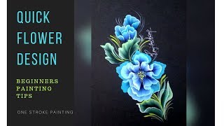 Acrylic painting - How to paint Floral design 🌸 🌺 - one stroke painting - painting for beginners