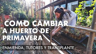 Como cambiar a huerto de Primavera | Enmienda de suelo, Tutores y Transplantes