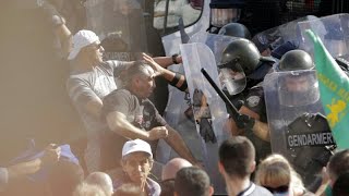 Watch: Protests continue in Sofia after earlier violence as MPs debated changes to constitution